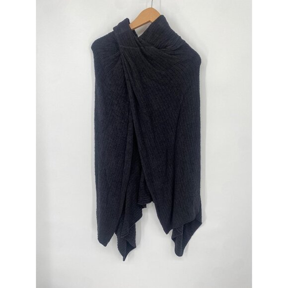 Barefoot Dreams One Size Solid Black Poncho Sweater Cozychic Knit - Picture 1 of 5